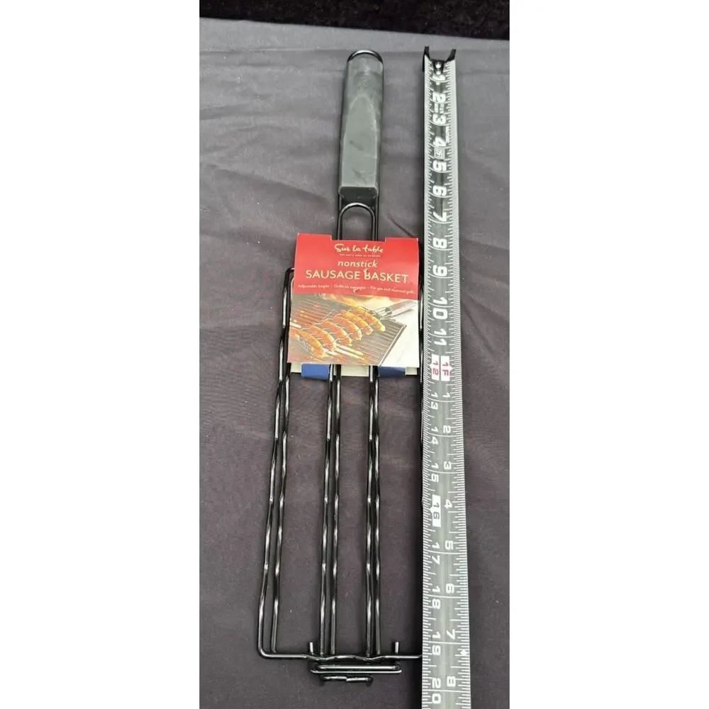 Sur la table Sausage Grilling Basket Black Non-Stick Adjustable Height Brand New